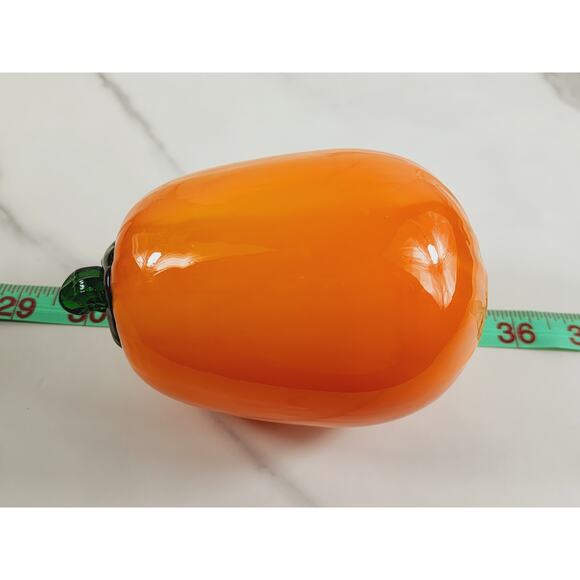 Art Glass Hand Blow Orange Squash Vegetable 5 1/2" Home Decor 90s Vintage - Picture 9 of 10